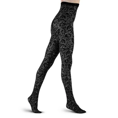 LECHERY Women's Velvety Silky Floral Tights 3 LECHERY Women's Velvety Silky Floral Tights