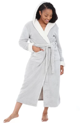 Women's Warm Winter Robe, Plush Fleece Full Length Long Hooded Bathrobe 12 Women's Warm Winter Robe, Plush Fleece Full Length Long Hooded Bathrobe - Image 10