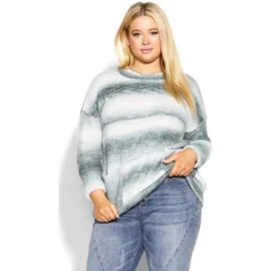 Women's Plus Size Stripe Pocket Sweater - Smoke | SOCIETIE+ 11 Women's Plus Size Stripe Pocket Sweater - Smoke | SOCIETIE+ -Women Store GUEST d7d6bd45 0501 4b68 984c 10d84253529a