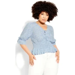 Women's Plus Size Cecillia Top - Blue | CCX -Women Store GUEST d89e98a3 84a2 4a3c b149 c6bec2158194