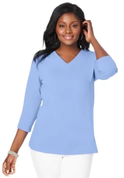 Jessica London Women’s Plus Size V-Neck Tee -Women Store GUEST d8b843f2 6a47 4c51 a292 37cde66e2cc1