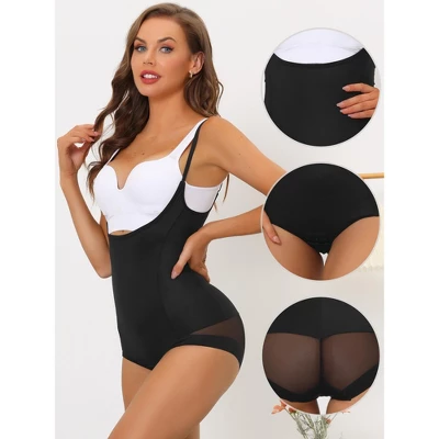 Allegra K Women's Mesh Tummy Control Slimming Sculpting Adjustable Straps Open Bust Full Leotard 4 Allegra K Women's Mesh Tummy Control Slimming Sculpting Adjustable Straps Open Bust Full Leotard - Image 2