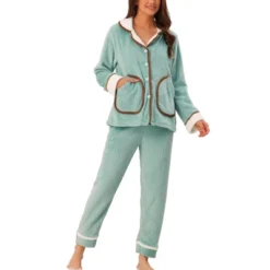 Cheibear Women's Flannel Fleece Button Down Top With Pockets Winter Pajama Sets 14 Cheibear Women's Flannel Fleece Button Down Top With Pockets Winter Pajama Sets -Women Store GUEST db102e2f 1ba7 41d5 8641 de7fb67c540b