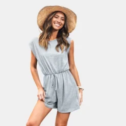 Women's Knit Drawstring Romper - Cupshe -Women Store GUEST dc36d5a2 054a 49ea 9fe7 8231df3a57cd