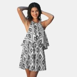 Women's Geo Print Flounce Halter Romper - Cupshe -Women Store GUEST dc425c82 5314 459d a9cb f18025b9ec41