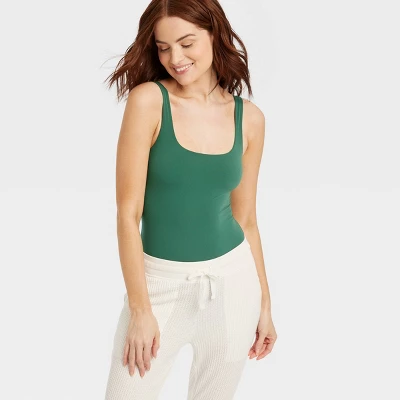 Women's 4-Way Stretch Tank Bodysuit - Auden™ Green 4 Women's 4-Way Stretch Tank Bodysuit - Auden™ Green - Image 2