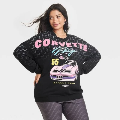 Women's Corvette Racing Cozy Graphic Sweatshirt - Black 6 Women's Corvette Racing Cozy Graphic Sweatshirt - Black - Image 4