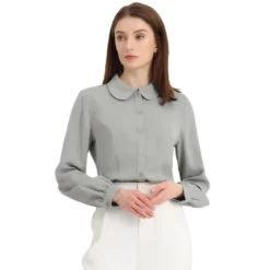 Allegra K Women's Work Peter Pan Collar Long Sleeve Button Down Shirt 30 Allegra K Women's Work Peter Pan Collar Long Sleeve Button Down Shirt -Women Store GUEST de015b37 abf2 48f8 a696 b55809b1229a