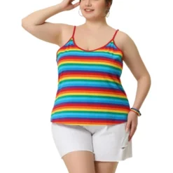 Agnes Orinda Women's Plus Size Stripe Strap Sleeveless Stretch Colorful Camisole -Women Store GUEST de82f0ab eddc 4e65 92ff acf6fd4c80da