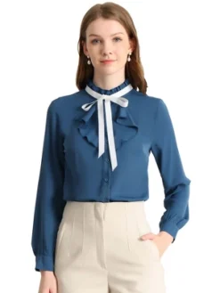 Allegra K Women's Work Office Top Blouse Ruffle Neck Long Sleeve Ribbon Button Down Blouses 13 Allegra K Women's Work Office Top Blouse Ruffle Neck Long Sleeve Ribbon Button Down Blouses -Women Store GUEST dfb4902b b8cc 43cf 8772 aa0da3f2ed5c