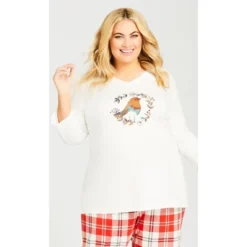 Women's Plus Size Robin Sleep Top - Cream | AVENUE -Women Store GUEST e2a553c3 8c95 4611 91b6 bef27dbd37cc