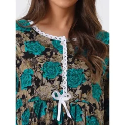 Cheibear Womens Pajamas Loungewear Long Sleeve Round Neck Midi Nightgown -Women Store GUEST e3222b8b ea45 4afe b3ca 6015555ea1db