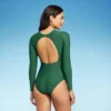 Women's Long Sleeve One Piece Swimsuit - Kona Sol™ Green