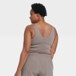 Women's Light Support V-Neck Cropped Sports Bra - All In Motion™ -Women Store GUEST e4c0b303 4278 43a5 ab10 94c731553d29