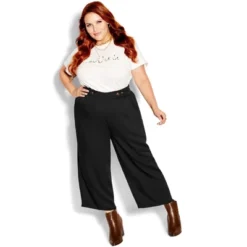 Women's Plus Size Button Crop Pant - Black | CITY CHIC -Women Store GUEST e5481000 e062 4ec6 aca2 6500bdec4882