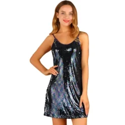 Allegra K Women's Glitter Sparkle Adjustable Prom Strap Mini Sequin Dress -Women Store GUEST e5f0f07a f02d 4f27 b943 5107aa6a6703