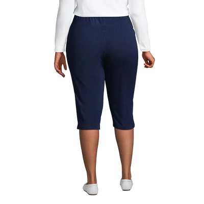 Lands' End Women's Sport Knit High Rise Elastic Waist Pull On Capri Pants 3 Lands' End Women's Sport Knit High Rise Elastic Waist Pull On Capri Pants