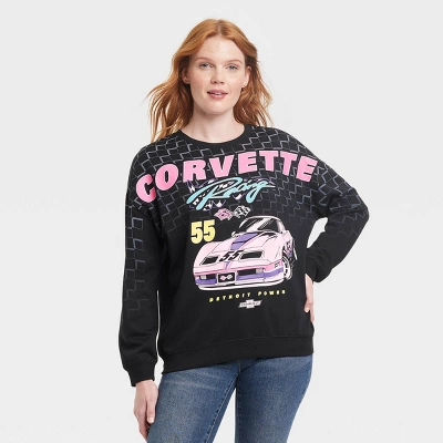Women's Corvette Racing Cozy Graphic Sweatshirt - Black 5 Women's Corvette Racing Cozy Graphic Sweatshirt - Black - Image 3