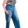 ELOQUII Women’s Plus Size Knee Destruction Jean