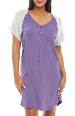 Womens Soft Knit Short Sleeve Nightgown, Button Down Night Shirt Pajamas -Women Store GUEST ea5f0665 f896 4df1 a25d bdbee349e401