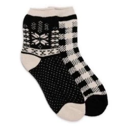 MUK LUKS Women's 2 Pair Pack Heat Retainer Crew Socks