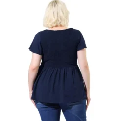 Agnes Orinda Women's Plus Size Tops Boho Flare Hem Short Sleeve Smocked Peplum Top -Women Store GUEST eb1bf102 3834 407e ba2e 485da6dcf07c