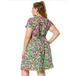 Agnes Orinda Women's Plus Size Casual Floral Short Sleeve Knee Length Shirt Dress -Women Store GUEST ebbda00c bc41 4771 97f3 86db989b9800
