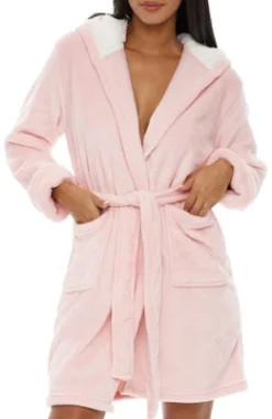 Women's Classic Plush Hooded Robe, Short Fleece Bathrobe With Hood 22 Women's Classic Plush Hooded Robe, Short Fleece Bathrobe With Hood -Women Store GUEST ebcc9e9c a629 4f8b 92d3 b3222de6de70