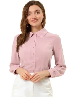 Allegra K Women's Work Peter Pan Collar Long Sleeve Button Down Shirt 34 Allegra K Women's Work Peter Pan Collar Long Sleeve Button Down Shirt -Women Store GUEST ec0454c9 d8bb 4615 be37 055684711593