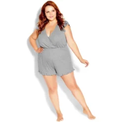 Women's Plus Size Ellie Sleep Romper - Gray | CITY CHIC 13 Women's Plus Size Ellie Sleep Romper - Gray | CITY CHIC -Women Store GUEST eed623d5 6dfa 41c0 ac56 20ecdb10df20