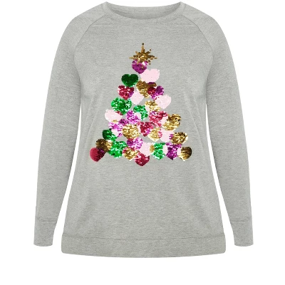 Women's Plus Size Sequin Sweat Top - Gray Marle | AVENUE 6 Women's Plus Size Sequin Sweat Top - Gray Marle | AVENUE - Image 4