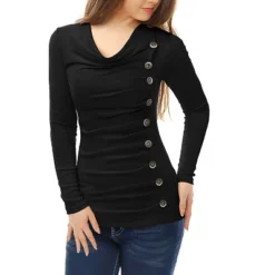 Allegra K Women's Cowl Neck Long Sleeves Buttons Decor Ruched Top 29 Allegra K Women's Cowl Neck Long Sleeves Buttons Decor Ruched Top -Women Store GUEST f068bd4f e460 4806 9d07 0e46cfcddb20