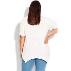 Women's Plus Size Sharkbite Top - White | EVANS