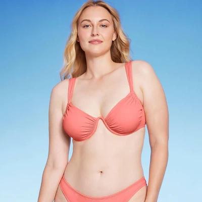 Women's Shirred Cup Continuous Underwire Bikini Top - Shade & Shore™ Pink 5 Women's Shirred Cup Continuous Underwire Bikini Top - Shade & Shore™ Pink - Image 3