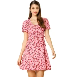 Allegra K Women's Floral Ruffle Trim Tie V Neck Shorts Sleeves Mini Dress 20 Allegra K Women's Floral Ruffle Trim Tie V Neck Shorts Sleeves Mini Dress -Women Store GUEST f21feb6b 9c37 442d 990b 9ac9e8dda0fd