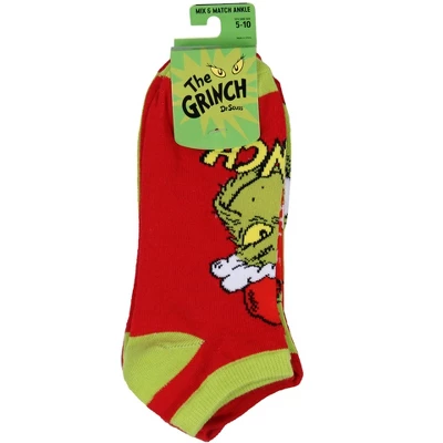 Dr. Seuss The Grinch Santa Christmas Naughty Or Nice Low Cut Ankle Socks 5 Pack Multicoloured 4 Dr. Seuss The Grinch Santa Christmas Naughty Or Nice Low Cut Ankle Socks 5 Pack Multicoloured - Image 2