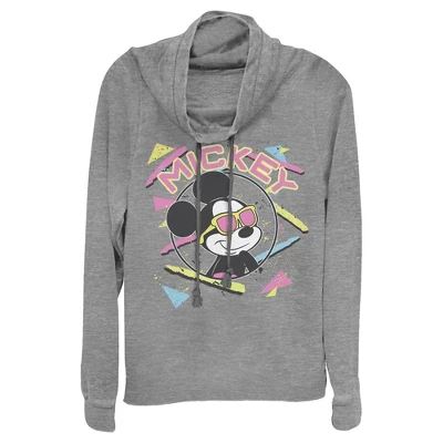 Junior's Mickey & Friends 90s Sunglasses Mickey Cowl Neck Sweatshirt 5 Junior's Mickey & Friends 90s Sunglasses Mickey Cowl Neck Sweatshirt - Image 3