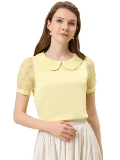 Allegra K Women's Vintage Peter Pan Collar Puff Polka Dots Mesh Short Sleeve Blouse 21 Allegra K Women's Vintage Peter Pan Collar Puff Polka Dots Mesh Short Sleeve Blouse -Women Store GUEST f3d4e82e 1971 4ac0 aa78 327948cd52fb