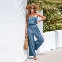Women's Cotton Smocked Tube Jumpsuit - Cupshe -Women Store GUEST f3fe3dc6 a3f0 43d8 94da eff500792773