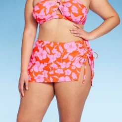 Women's Cinch Side Skirt Cover Up - Wild Fable™ Orange/Pink Tropical Print -Women Store GUEST f465aafc dd5d 468a a3c1 9c4b5ba2b81c