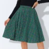 Allegra K Women's Plaid Tartan Skirt High Elastic Waist A-Line Vintage Flare Skirt