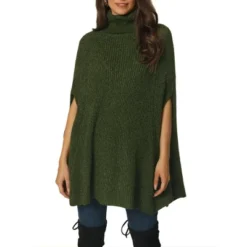 Seta T Women's Spring Fall Fashion Turtleneck Ribbed Knit Cape Sweater -Women Store GUEST f4f79f4c 31c3 461c bfd0 38f8a9fba515