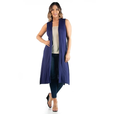 24seven Comfort Apparel Women's Plus Long Sleeveless Vest 6 24seven Comfort Apparel Women's Plus Long Sleeveless Vest - Image 4