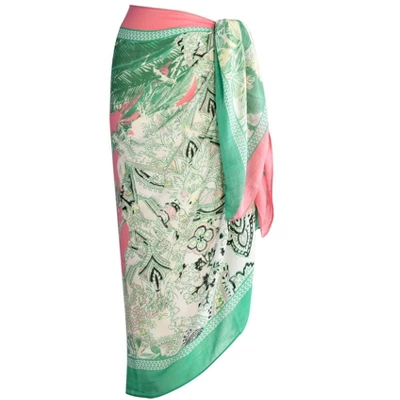 Shiraleah Pink And Green Tropical Print Pareo 3 Shiraleah Pink And Green Tropical Print Pareo