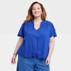 Women's Short Sleeve V-Neck Woven Eyelet Top - Knox Rose™ 11 Women's Short Sleeve V-Neck Woven Eyelet Top - Knox Rose™ -Women Store GUEST f61cb737 90ca 484e 9d07 ad5530bbf0aa