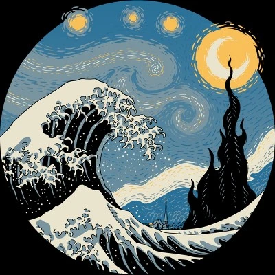 Junior's Design By Humans The Great Starry Wave By Vincenttrinidad T-Shirt 3 Junior's Design By Humans The Great Starry Wave By Vincenttrinidad T-Shirt