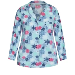 Women's Plus Size Snowflake Button Fleece Sleep Top - Blue | AVENUE 15 Women's Plus Size Snowflake Button Fleece Sleep Top - Blue | AVENUE -Women Store GUEST f77fce40 113b 422d 8465 210a4746e0ce