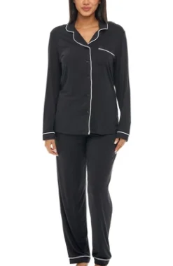 Women's Soft Knit Jersey Pajamas Lounge Set, Long Sleeve Top And Pants With Pockets -Women Store GUEST f845048d af46 45c6 a8aa 51073603b08a