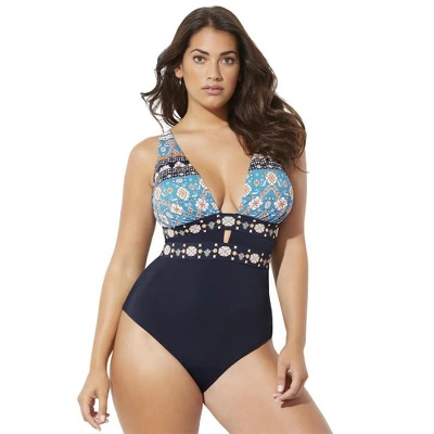 Swimsuits For All Women’s Plus Size Plunge One Piece Swimsuit 3 Swimsuits For All Women’s Plus Size Plunge One Piece Swimsuit
