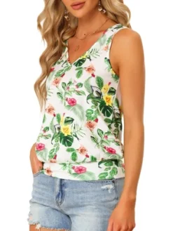 Allegra K Women's Summer Casual Sleeveless Tropical Floral Blouses -Women Store GUEST fa7e5496 554a 4049 9ded 4bb1540dde4d